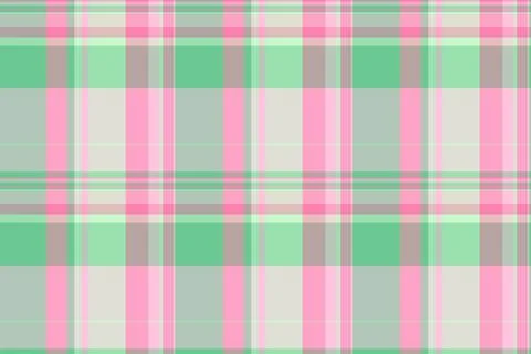 A vibrant seamless plaid pattern featuring soft pink, mint green, and neutral Stock Illustration