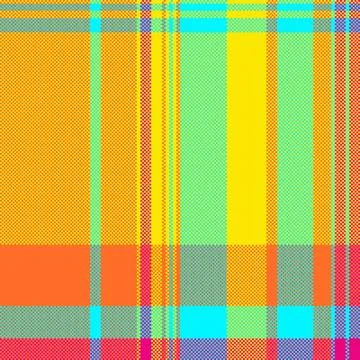 Vibrant seamless plaid pattern featuring a bold mix of bright yellow, orang.. Stock Illustration