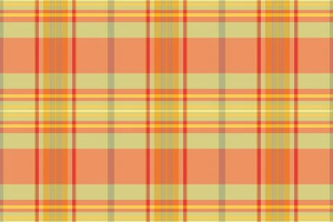 A vibrant seamless plaid pattern featuring warm orange, yellow, and red inter Stock Illustration