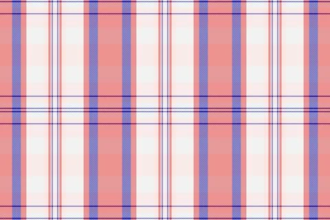 A vibrant seamless plaid pattern featuring classic red and blue vertical and  Stock Illustration