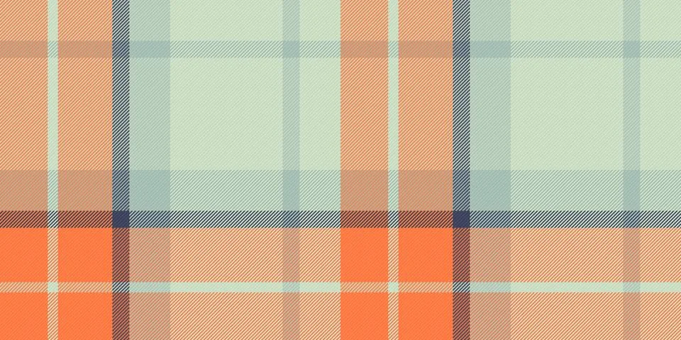 A vibrant, seamless plaid pattern featuring orange and soft sage green tones. Stock Illustration