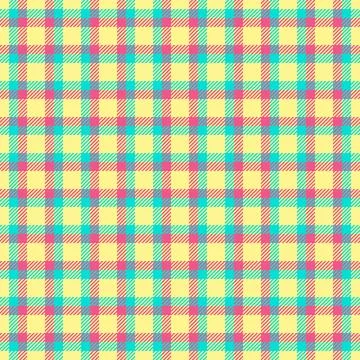 Vibrant, seamless plaid pattern in light yellow, pink, and aqua. Ideal for .. Stock Illustration