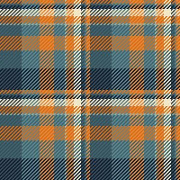 Vibrant seamless plaid pattern in orange, deep blue, teal, and cream. Stock Illustration