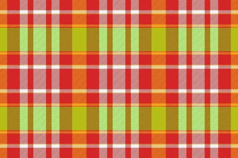 Vibrant seamless plaid pattern with red, green and orange hues. Perfect for f Stock Illustration