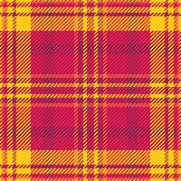 Vibrant seamless plaid pattern in rich red and golden yellow, with magenta .. Stock Illustration