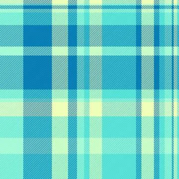 A vibrant seamless plaid pattern in shades of blue and soft yellow evokes a f Stock Illustration
