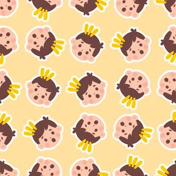 Vibrant seamless rotating pattern of cute cartoon boy emoticon faces for ch.. Illustrazione stock