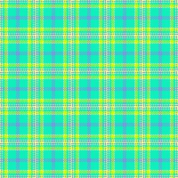 This vibrant seamless tartan pattern features a modern pixelated plaid desi.. Stock Illustration