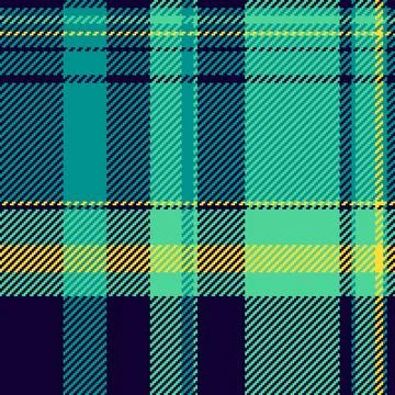 Vibrant seamless tartan pattern with interlocking teal, dark blue, and brig.. Stockillustratie