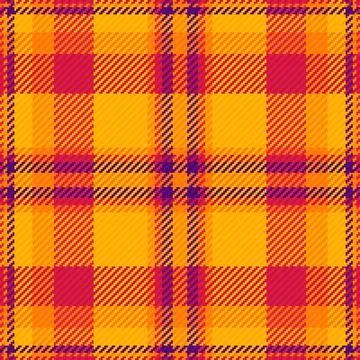 Vibrant seamless tartan plaid pattern in warm yellow, orange, and purple hues Stock Illustration