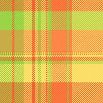 A vibrant, seamless tartan plaid pattern in cheerful orange, green, and yello Stock Illustration