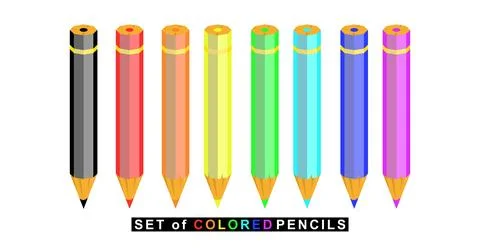 Vibrant set of colored pencils, perfect for art, education, and creative pr.. Stock Illustration