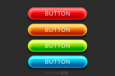 Vibrant Set of Glossy Web Buttons. Modern 3D Style UI Elements for Website Stock Illustration
