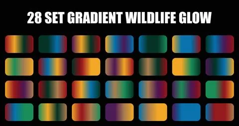 A vibrant set of glowing wildlife gradient swatches featuring rich nature Stock Illustration