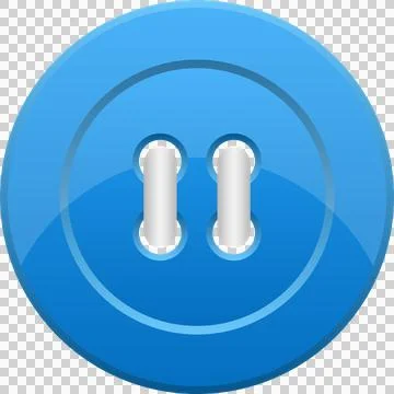 A vibrant, shiny blue button with two holes, ready to fasten clothing or em.. Stock Illustration