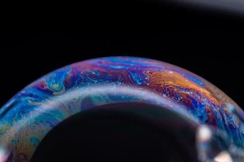 Vibrant soap bubble art close-up studio macro colorful patterns Stock Photos