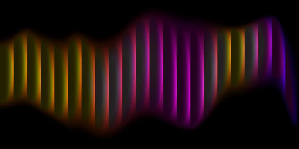 Vibrant sound wave equalizer visualization with neon lighting in dark abstract Stock Illustration