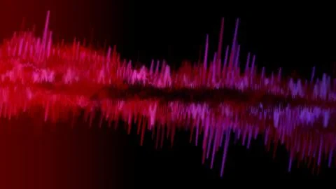 Vibrant sound wave pattern in red and purple hues Illustrazione stock