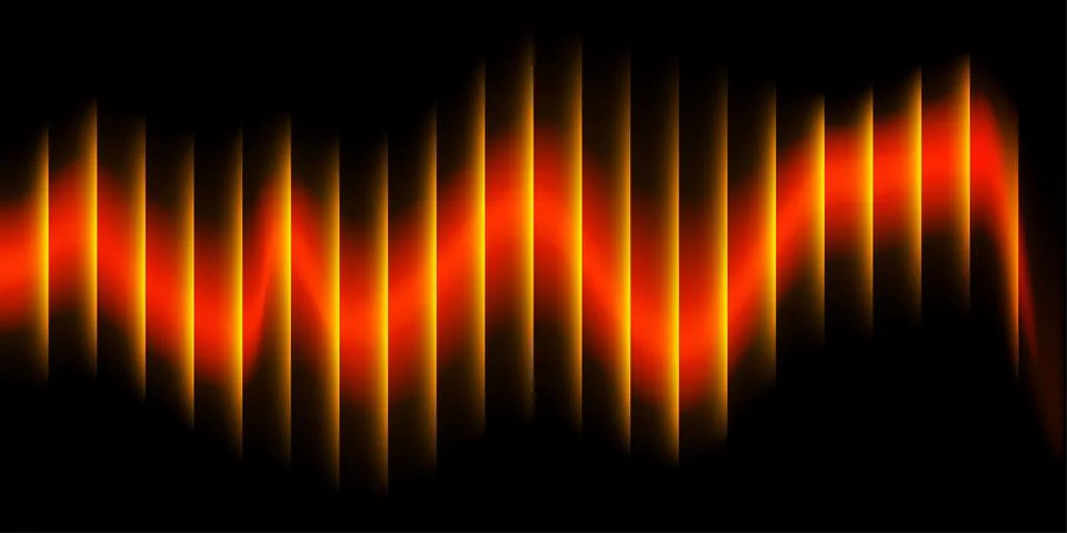 Vibrant sound wave visualization with red and orange glowing audio frequency Stock Illustration