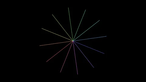 A vibrant spectrum of radiating lines forming a star against a black backgrou Vidéo 335149953