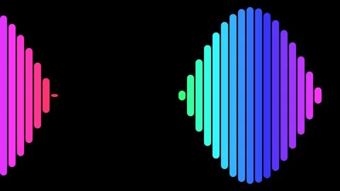 A vibrant spectrum of vertical bars forming a gradient diamond on black Video stock 335117549
