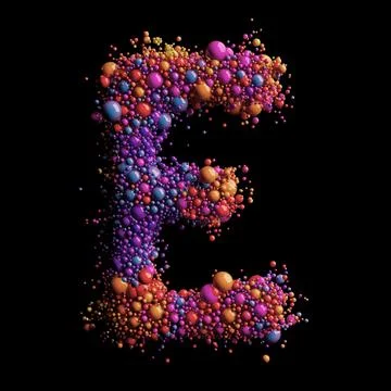 Vibrant Sphere-Inspired Letter E on a Dramatic Black Background Stock Illustration