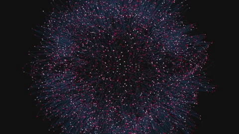 Vibrant spiral dynamic pattern of red and blue dots on black background Vídeos de archivo 258908569