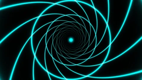 Vibrant spiral motion graphic with glowing turquoise lines Video stock 337967172