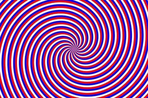 Vibrant spiral pattern in blue white and red colors イラスト素材