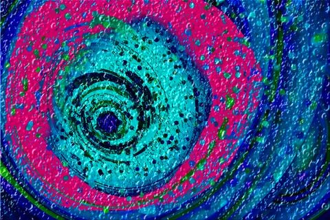 A vibrant spiral pattern featuring swirling bands of electric blue, teal, a.. Stock Illustration