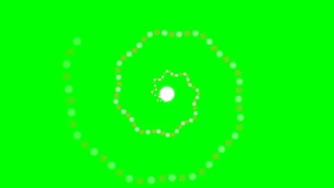 A vibrant spiral pattern of white dots flowing against a bright green screen Stock Footage 340903425