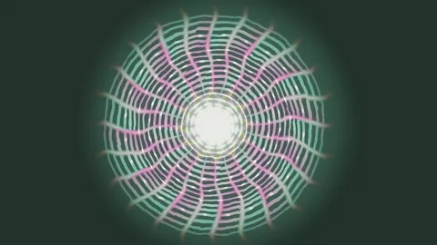 Vibrant spiral patterns with light and color on a dark background Stock Footage 337411054