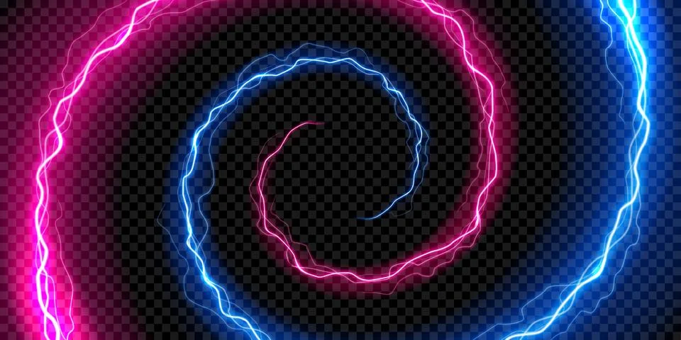 Vibrant spiral vortex of two lightning Stock Illustration