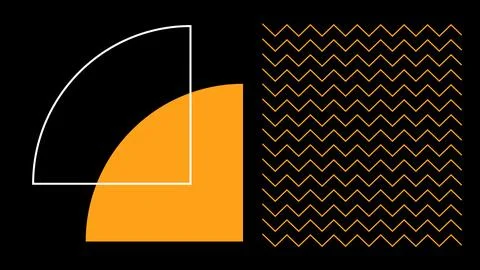 Vibrant Square Overlay on Zigzag Black Art Illustrazione stock