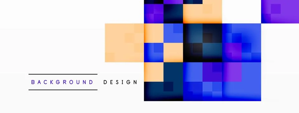 Vibrant square pattern in electric blue and magenta on white background Stock Illustration