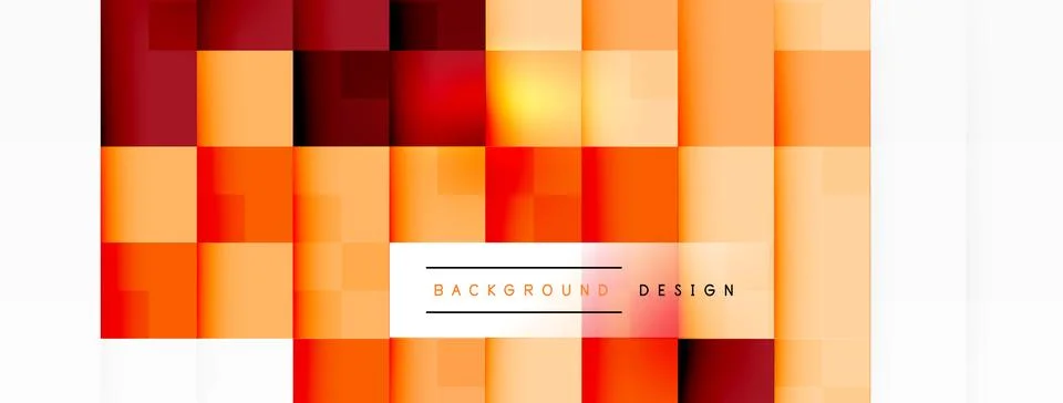 Vibrant square pattern in orange, amber, red. Blurred lines on white background Stock Illustration
