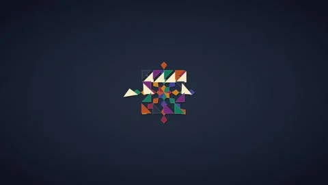 Vibrant Square &amp; Triangle Mosaic Loop - Colorful Geometric Tech Backdrop Video stock 341567875