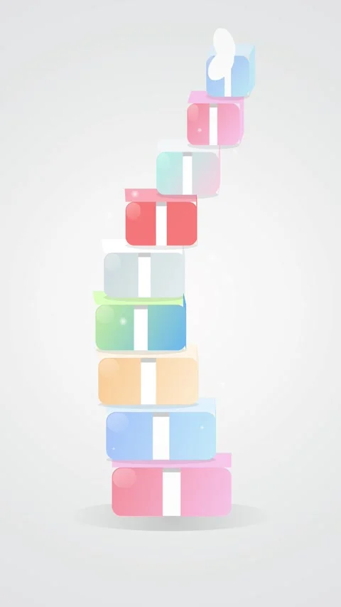 Vibrant stack of colorful geometric building blocks for creative design bac.. Stock Footage 344934155
