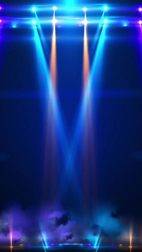 Vibrant stage lights smoke background colorful neon beams, concert haze, energet Stock Footage 340476198