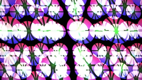 Vibrant stained glass pattern with colorful flowers and green lines on blac.. Stock Footage 335542605