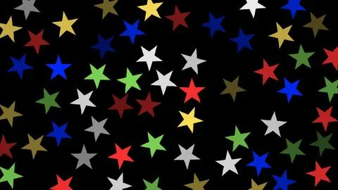 Vibrant star seamless pattern with multicolor playful elements, ideal for w.. Illustrazione stock