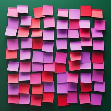 Vibrant Sticky Notes Grid on Dark Green Background Stock Illustration