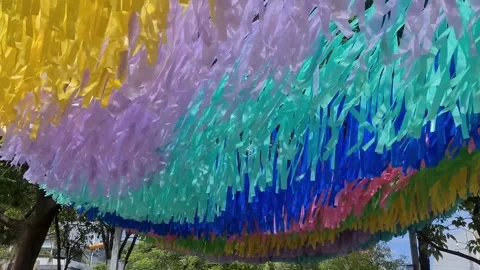 Vibrant Streamers Decoration Stock Footage 283595186