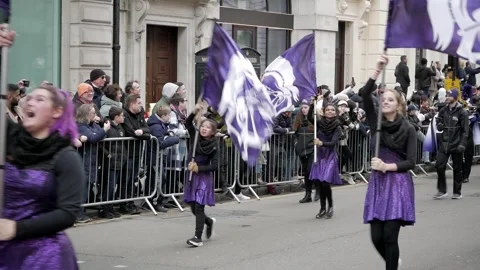 Vibrant Street Parade Dancers with Flags in London Celebration Video stock 333666331