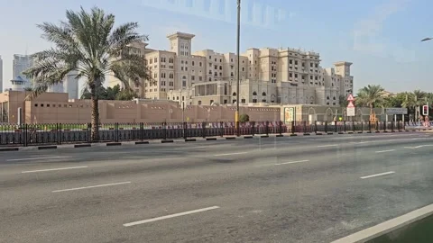 Vibrant street view showcasing modern westin hotel architecture. Stock Footage 311765013