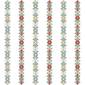 Vibrant striped pattern borders with a beautiful flower design Stock Illustration