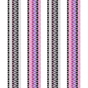 A vibrant striped zig zag borders in pink, purple, and black colors Stock Illustration