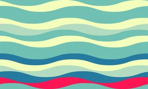 Vibrant, stylized wave pattern in teal, pale yellow, and blue.  Perfect for b Illustrazione stock