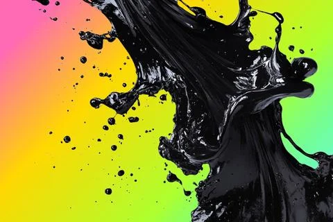 Vibrant Sugar Explosion Gradient with Black Splash Stock Illustration
