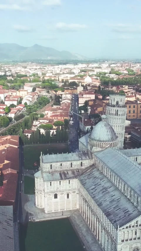 Vibrant summer drone panorama over Pisa Square of Miracles with green grass.. Stock Footage 337606306